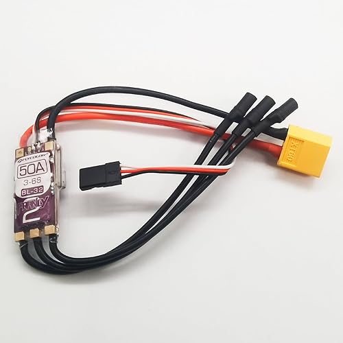 Miniatura 8 de Francy2 50A sin escobillas ESC controlador de velocidad compatible 3-6S BEC 5V3A BL32 Dshot con XT60 y 0.138 in Bullet Plugs para RC Airplane P5B