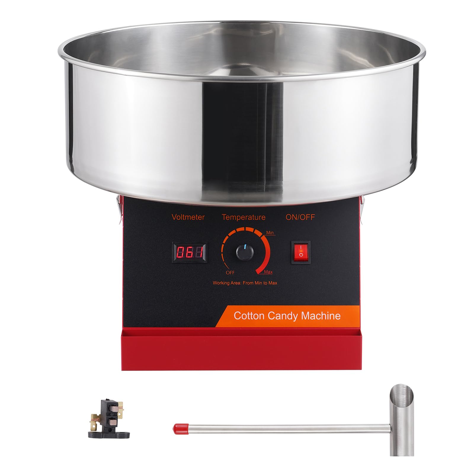 Happybuy 1000W Electric Cotton Candy Machine, with Stainless Steel Bowl & Sugar Scoop, Ideal for Home Kids' Birthdays and Family Parties (Red)