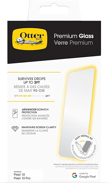 OtterBox Google Pixel 10 & PIxel 10 Pro Premium Glass, Scratch Protection, Flawless Touch Response, Easy Installation