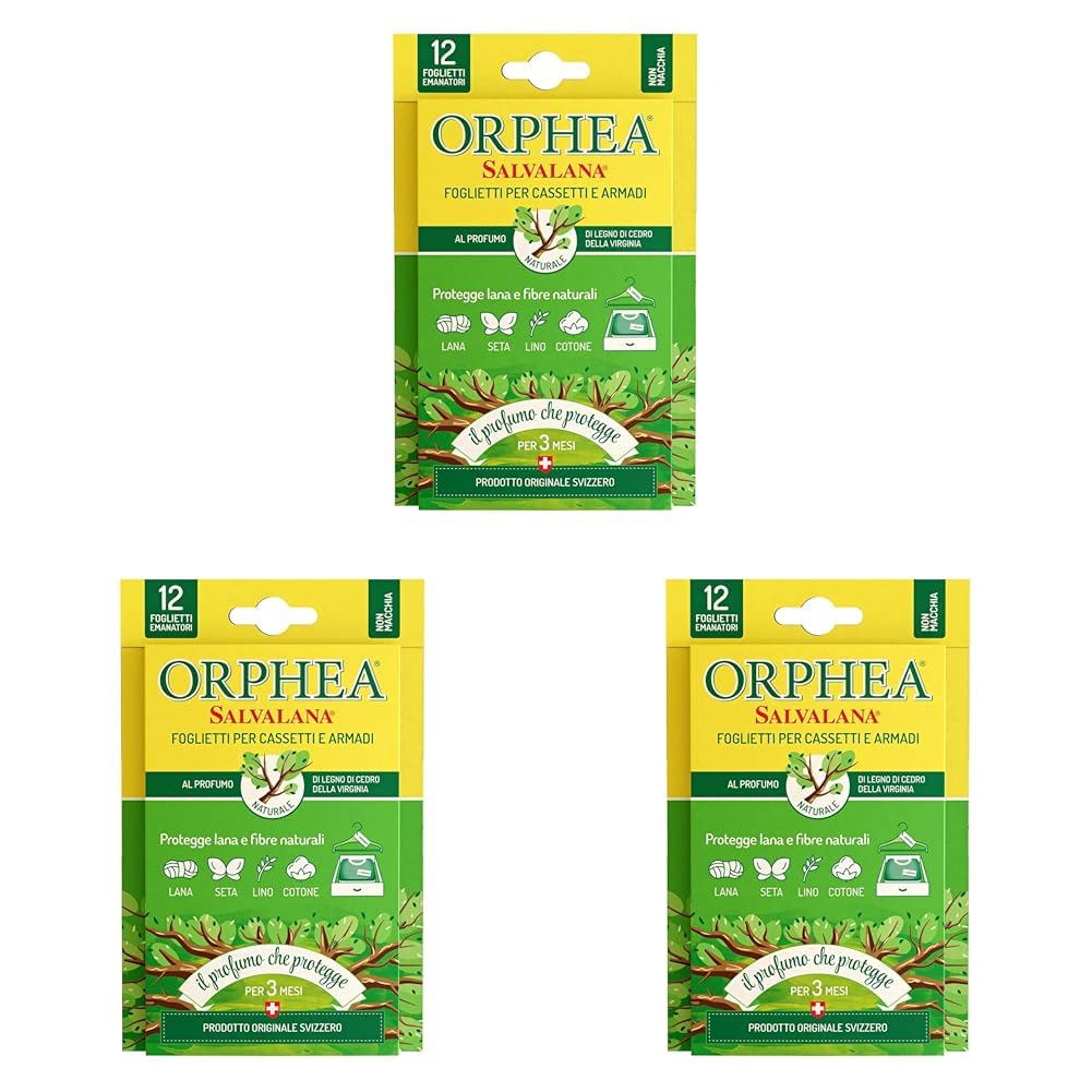 Orphea Salvalana Foglietti Per Cassetti E Armadi, Protegge Lana E Vestiti Tutta La Stagione, Profumo Di Cedro, 12 Foglietti Emanatori - 5
