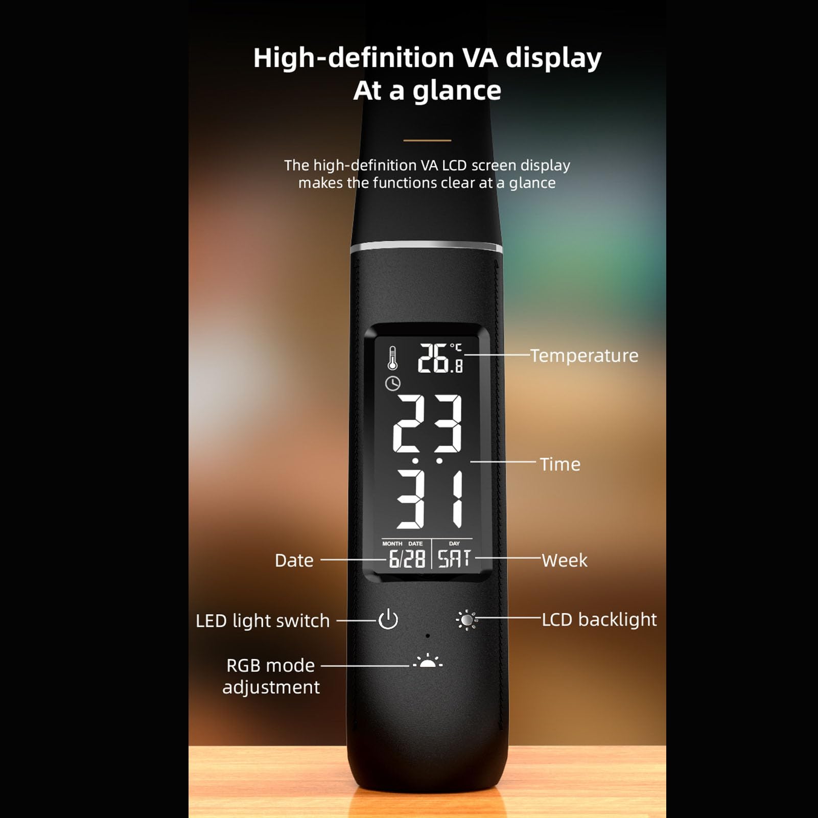 Lampada da Scrivania a LED, 3 modalità di Temperatura Colore Lampada da Lettura Regolabile Dimmerabile per la Cura degli Occhi, da Studio con Schermo LCD VA Display Ora e Data Temperatura