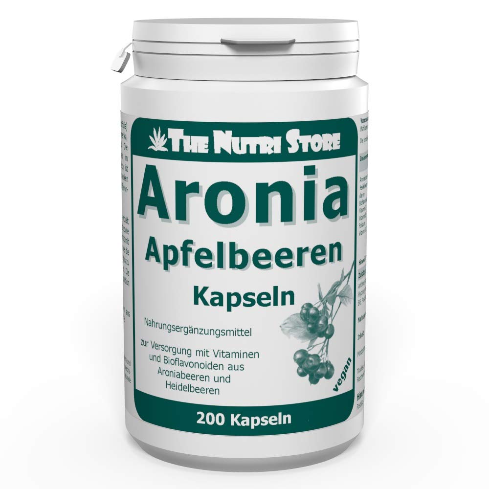 Aronia Apfelbeeren vegane Kapseln 200 Stk. - zur Versorgung mit Vitaminen und Bioflavonoiden aus Aroniabeeren und Heidelbeeren