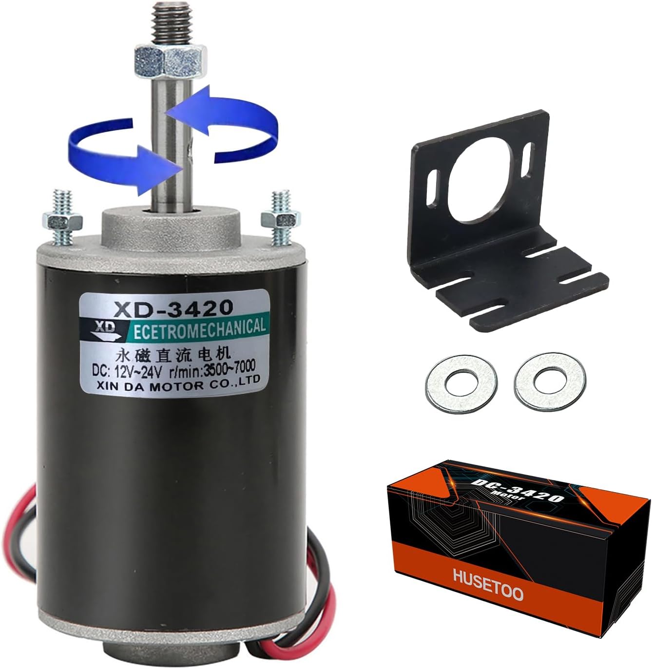 High Torque DC Motor 12 V/24 V Permanent Magnet Motor Mini DC Motor DIY Generator Motor 30W CW/CCW with Moun