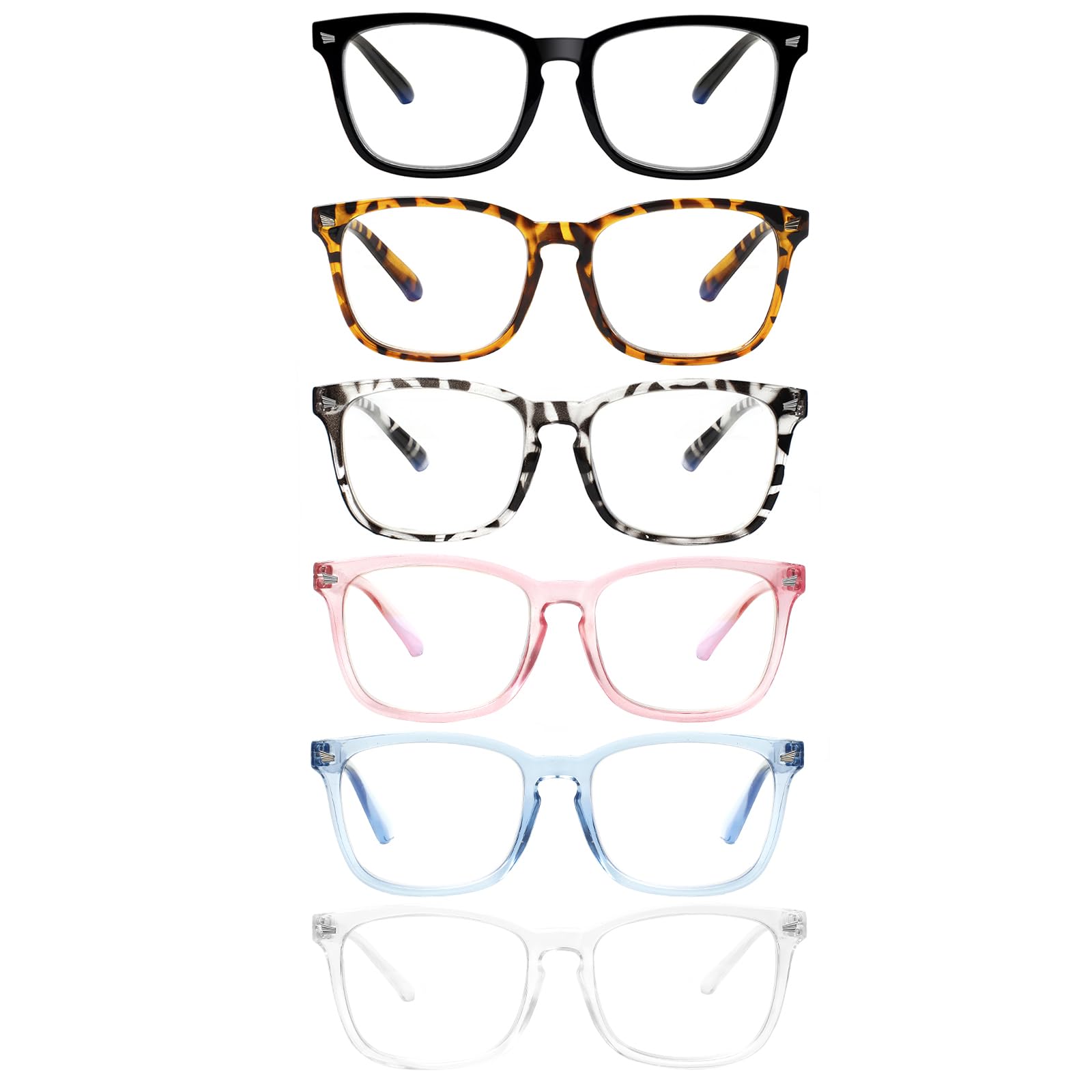 Kerecsen 6 Pack Blue Light Glasses Reading Glasses for Women Men Spring Hinges Fashion Lightweight Computer Reading