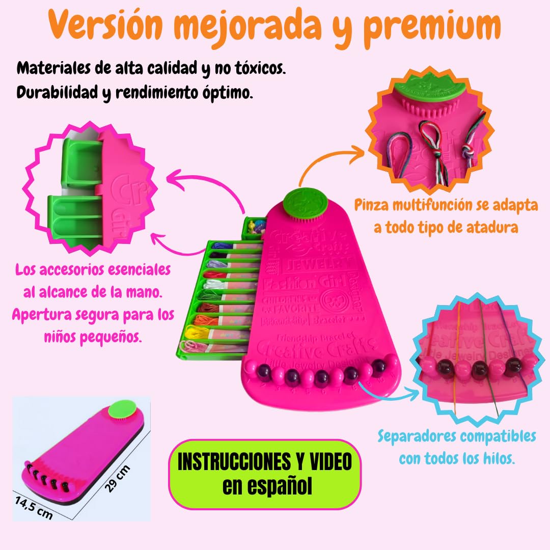 Kit para hacer pulseras para niñas de 8 a 16 años - Manualidades creativas con instrucciones en español, ideal como regalo para niña de 9, 10 o 12 años - Regalo para cumpleaños o comunión