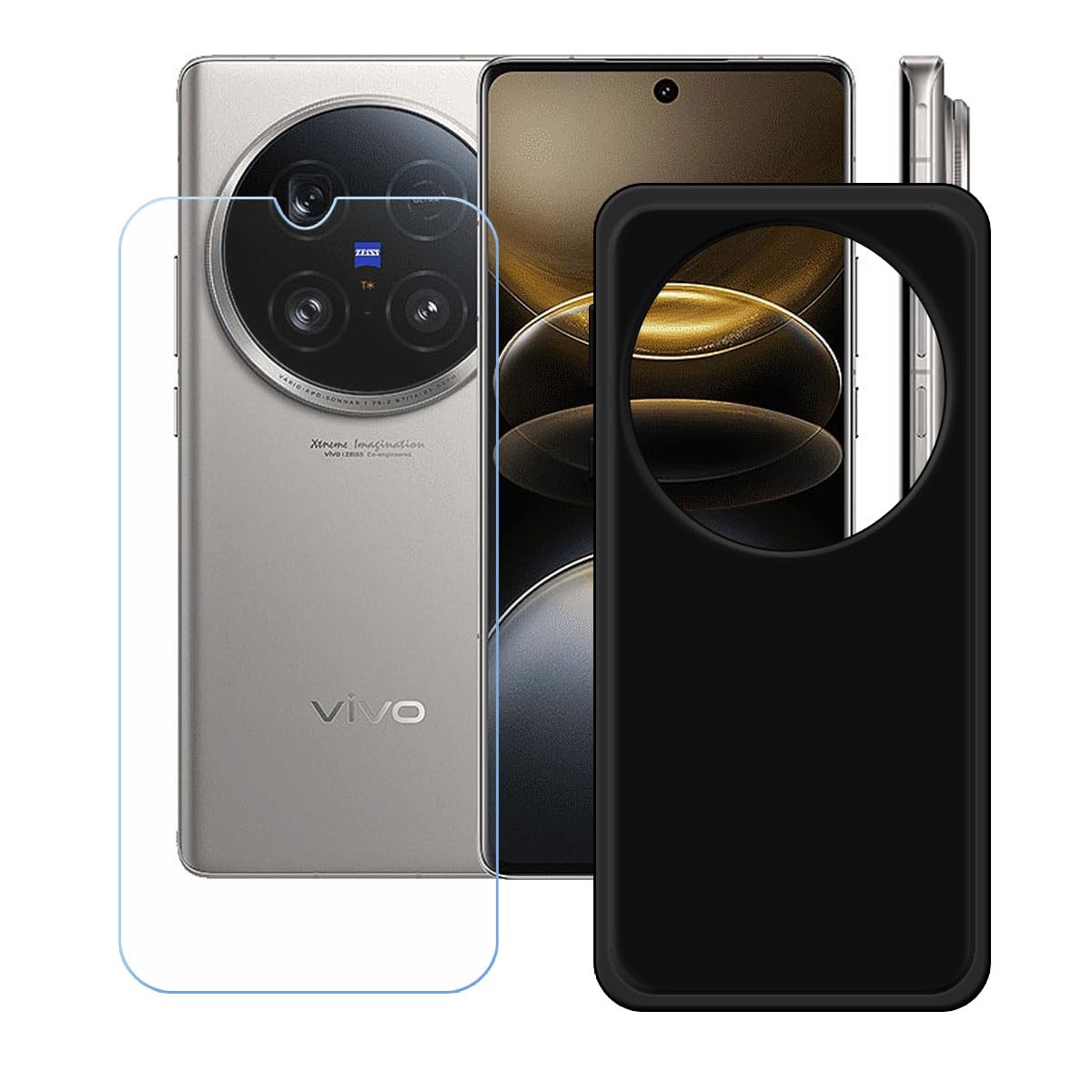 BMPNLSZ Coque Pour Vivo X100 Ultra, Noir Silicone TPU Cover