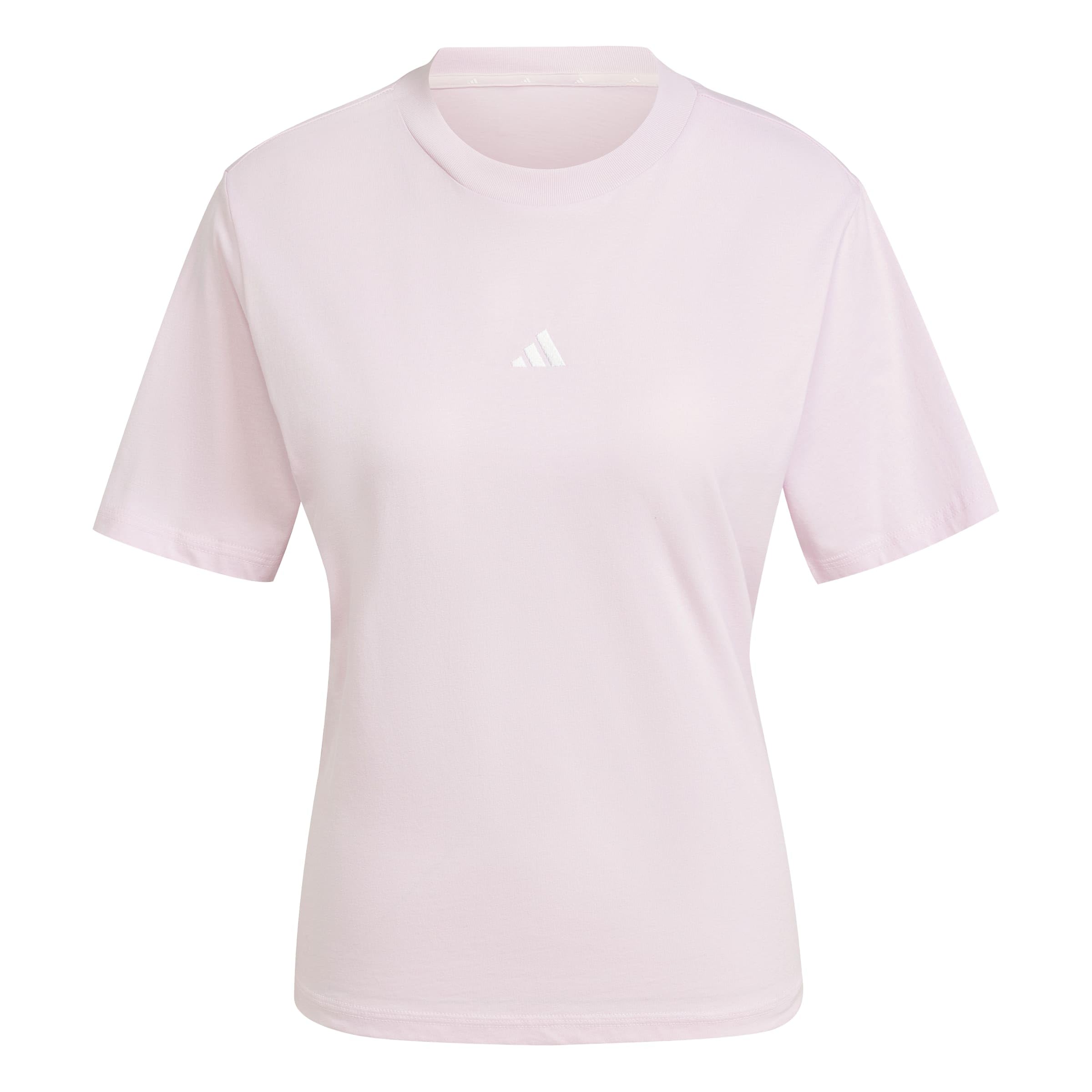 adidas Women's Essentials Small Logo Cotton Shirt, Clear Pink/White, XS