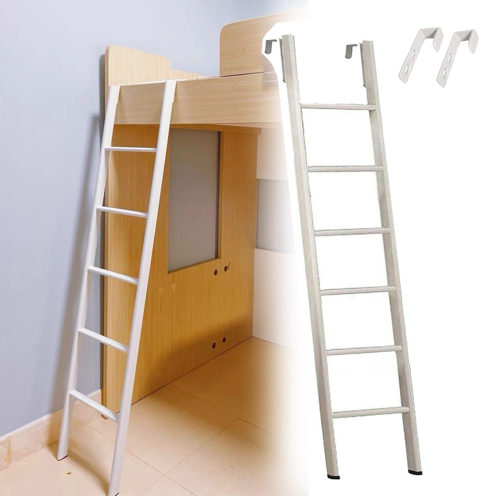 Bettleiter, Loft-Schlafsaal-Etagenbett (nur Bett), kurzes Wohnmobil, Seitentreppe mit Haken, 120 125 130 140 145 160 180 185 cm (180 cm/71 Zoll)