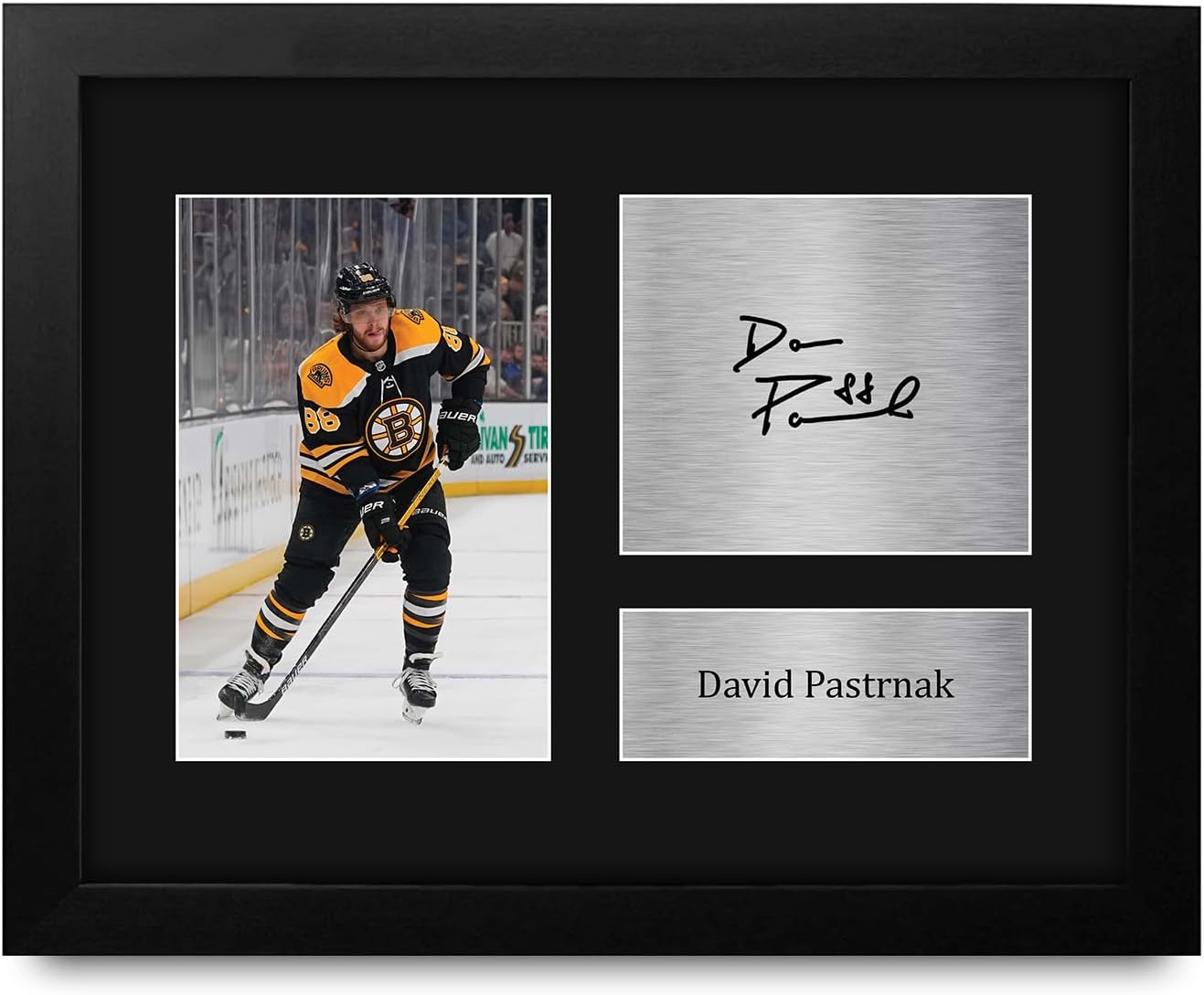 HWC Trading David Pastrnak Boston Bruins Gifts Printed Signed Autograph Picture for Ice Hockey Fans - US Letter Framed