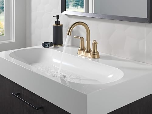 Miniatura 2 de Delta Faucet Saylor - Grifo de baño dorado, grifo de lavabo de baño, grifo de baño centrado para lavabo de baño, tecnología Diamond Seal, conjunto