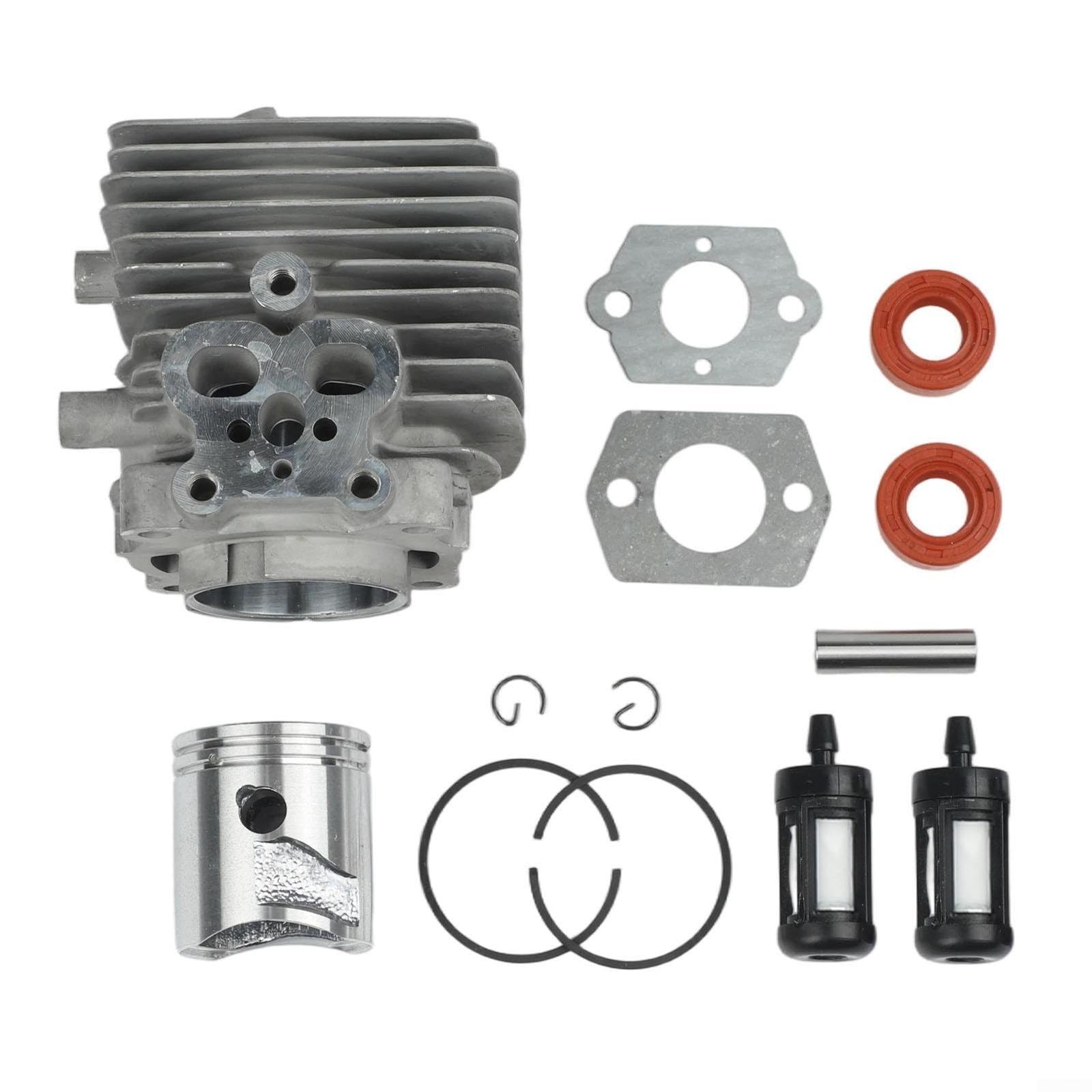 DAZZLEEX Kit cilindro per BG86 BG86C SR200 Parti di soffiatore a foglia 4241 020 1203 Set di ricostruzione del motore in metallo con guarnizioni Filtro dell'aria a scintilla per il restauro di