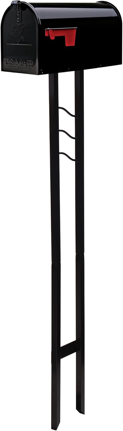 Gibraltar Mailboxes Mailbox-To-Go Medium Capacity Galvanized Steel Black, Mailbox & Post Combo, MC110B01
