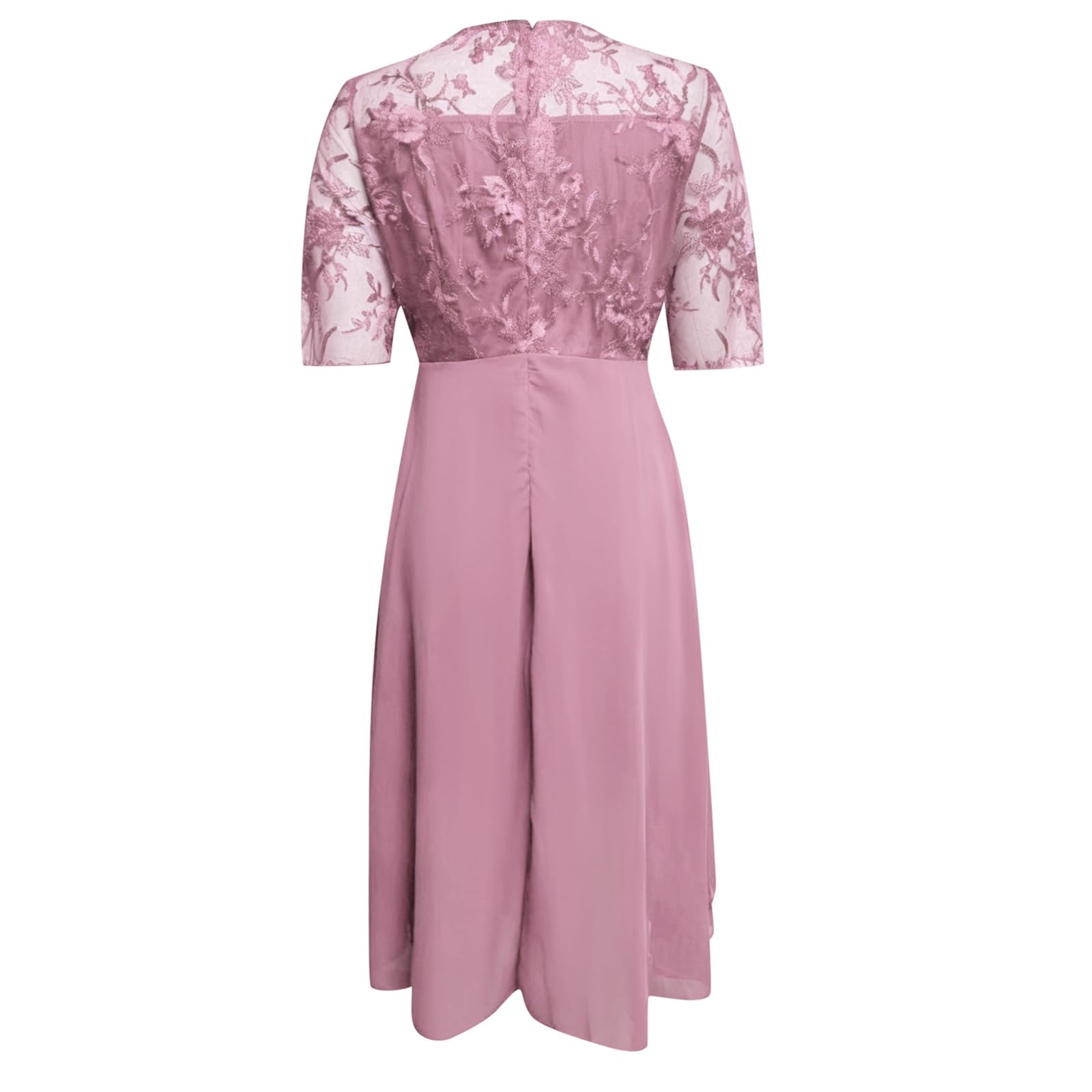 Générique Robe Cocktail Femme - Robe De Cocktail Élégante en Mousseline Fluide Et Dentelle Ajourée pour Les Soirées Et Les Occasions Formelles