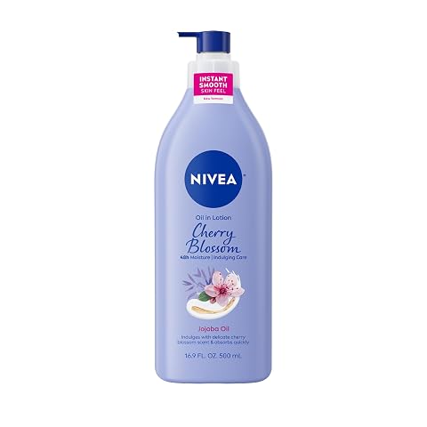 NIVEA Oil Infused Body Lotion Cherry Blossom and Jojoba Oil, 16.9 Fluid Ounce, blue, 16.9 Fl Oz (Pack of 1)
