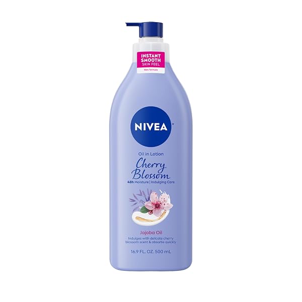 NIVEA Oil Infused Body Lotion Cherry Blossom and Jojoba Oil, 16.9 Fluid Ounce, blue, 16.9 Fl Oz (Pack of 1)