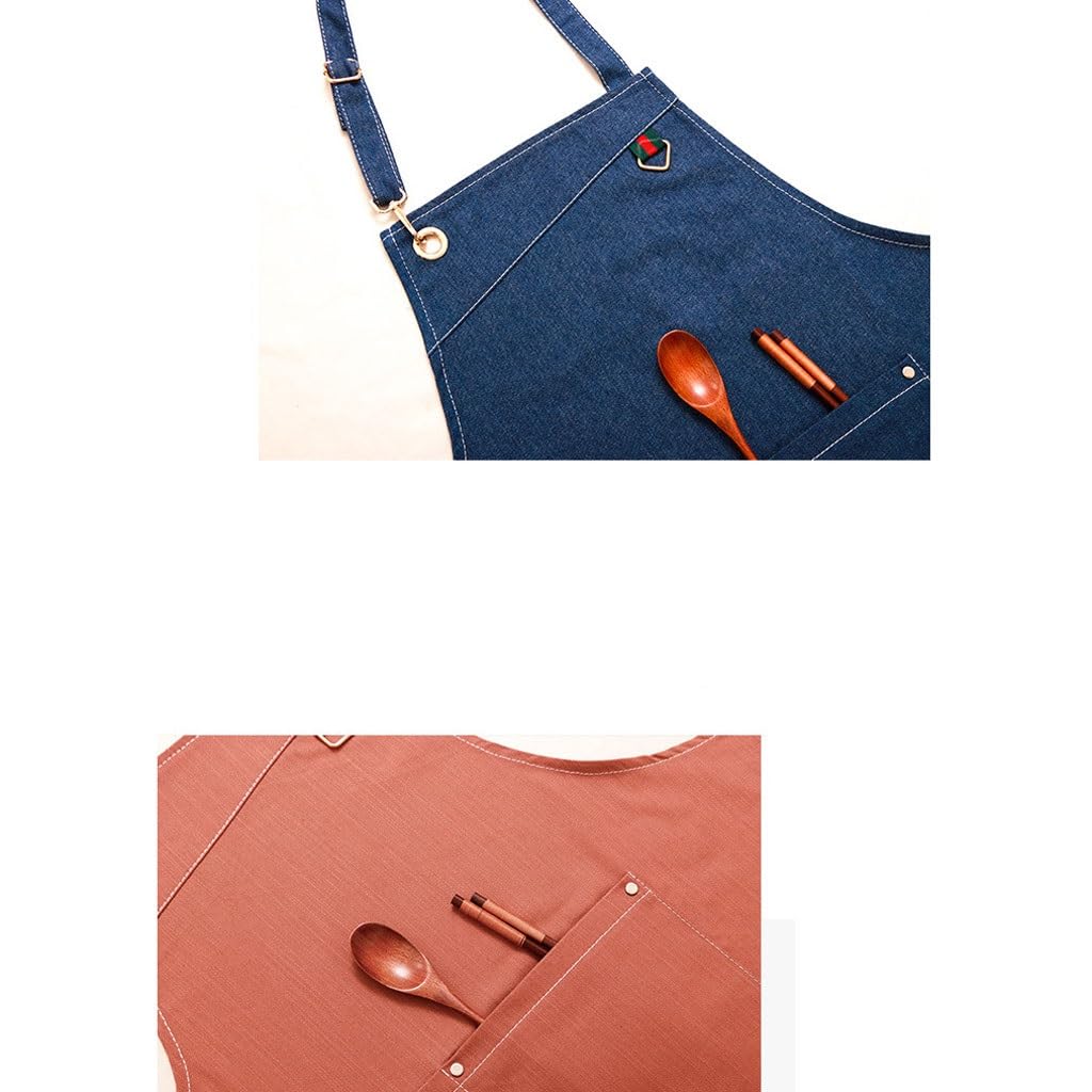 TEESONG Grembiule da Cuoco Grembiule di Jeans for la Cucina di casa, Negozio di tè al Latte, Bar, Pasticceria, Parrucchiere, Manicure, Abiti da Lavoro for Uomini e Donne Grembiuli da Uomo(B)