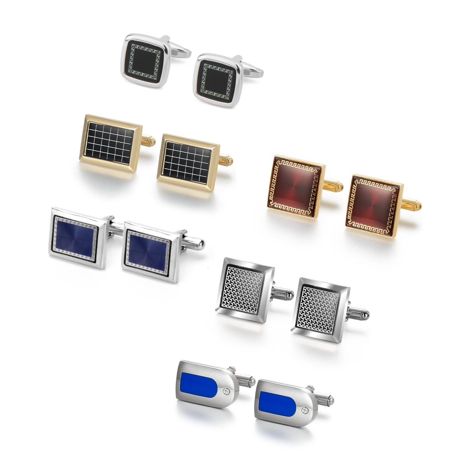 wynameleri Cufflinks Set 6 Pairs for Men, Business Formal Shirts Buttons Cuff Link Packed in Case