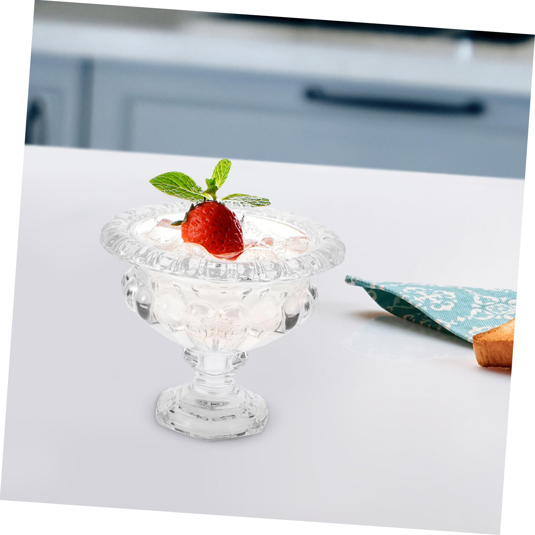 ABOOFAN Coppa Gelato in Vetro Stile Europeo, Piede Decorativo | Festa Estiva, Ciotola in Vetro Trasparente, Dessert Glass Cups per Budini e Drink Freddi