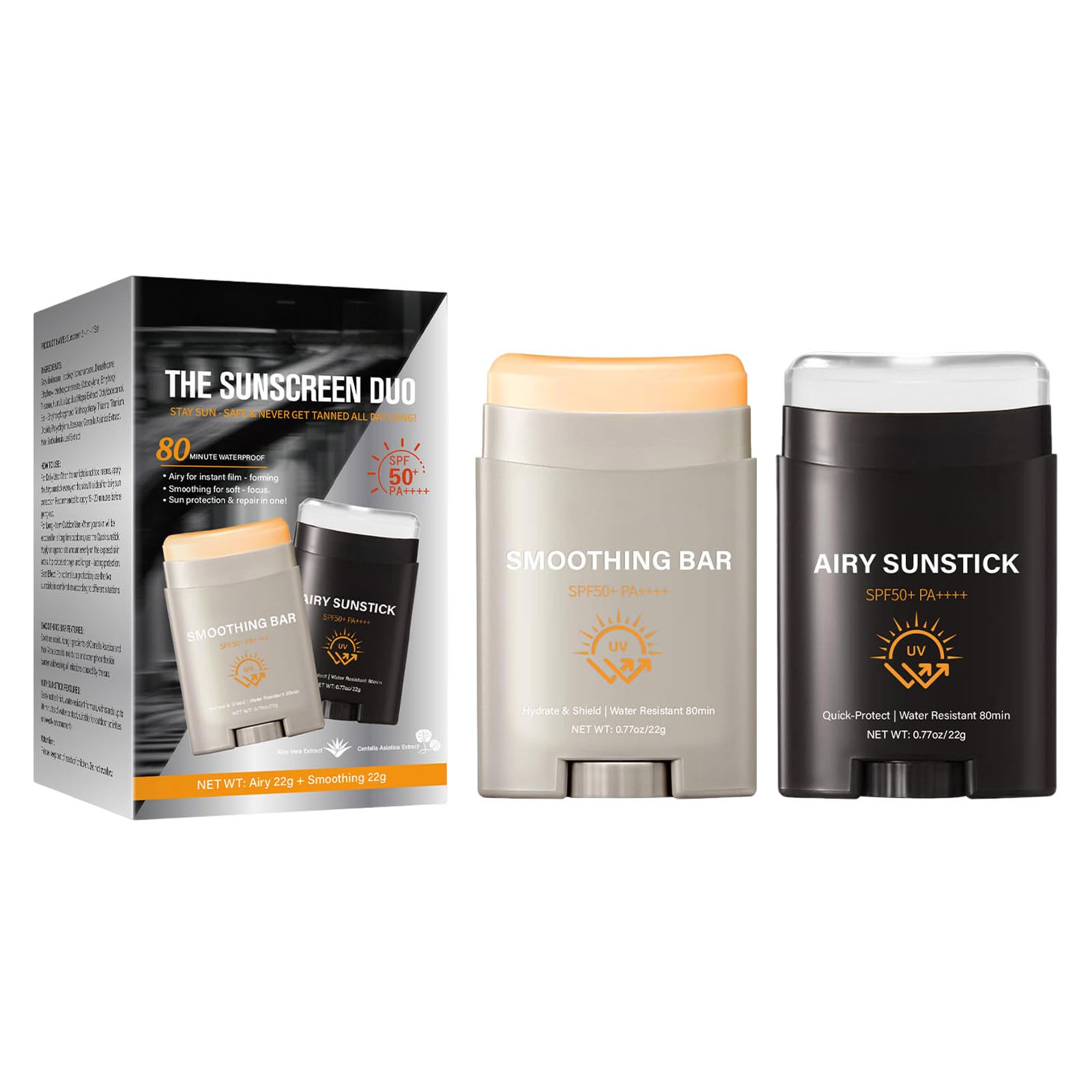 Penna per protezione solare, leggera e ad assorbimento rapido, SPF 50+, protezione solare per il viso, ampio spettro, finitura semi-opaca e veloce