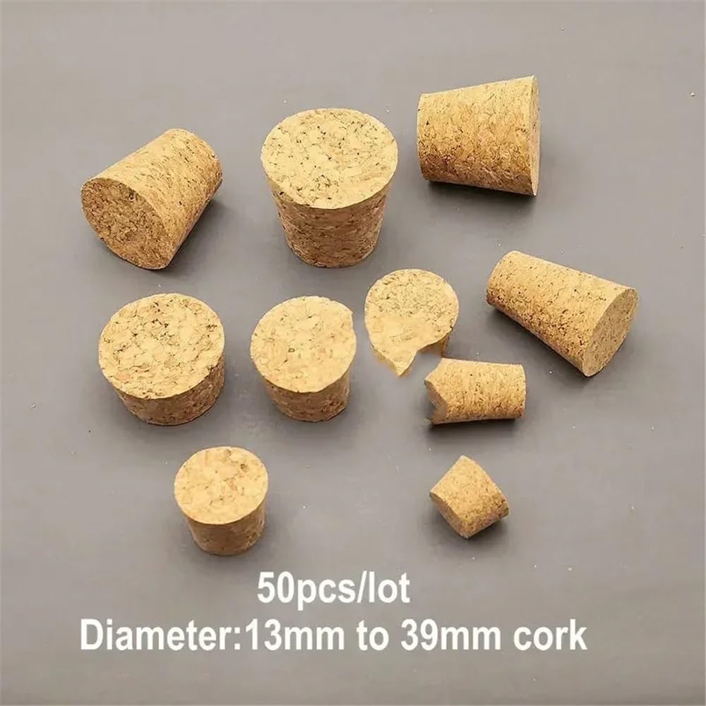 50 sztuk 13 mm do 39 mm, korek do rur laboratoryjnych, małe szklane zatyczki do butelek (39 x 29 x 35 mm)