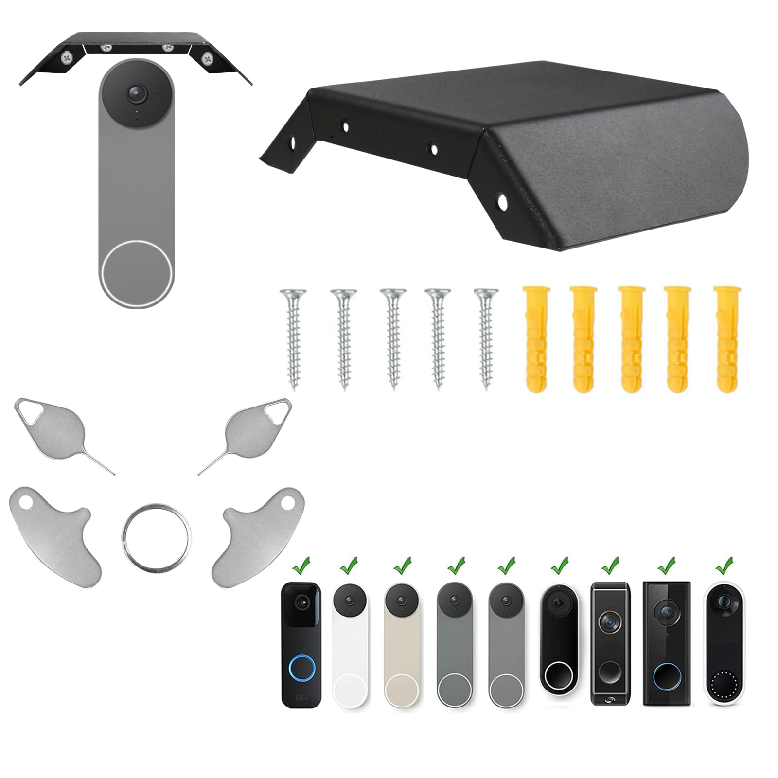 Doorbell Key Tool and Rain Cover for Google/Blink/Ring/Arlo/Wyze/Eufy/Reolink/Tapo Video Doorbell