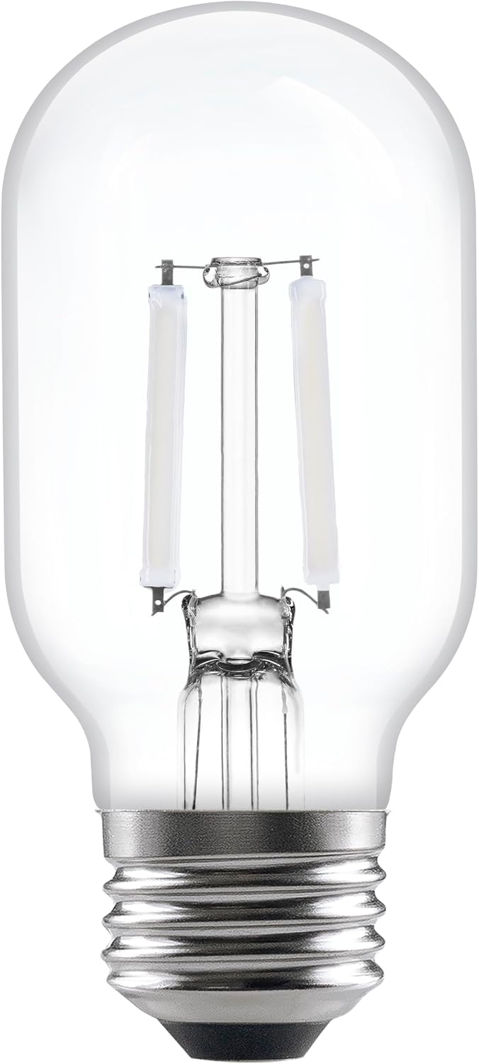 Sylvania T14 Clear LED White Filament Bulb, 3.5W, Dimmable, 300 LMS, Medium Base, 2700K, Soft White - 1 Pack (42266)