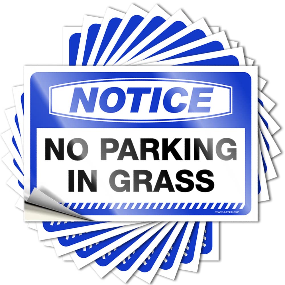 Bumper Rustic Peel and Stick - Notice No Parking in Grass Laptop Plush Waterproof Vinyl for Coffee(6X9CM)