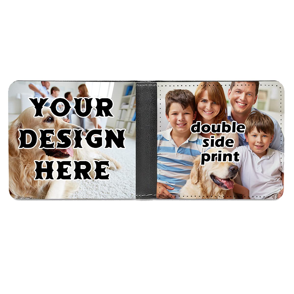 Custom Photo Wallet for Men,PU Leather Personalized Bifold Wallet Customized Card Holder Wallets RFID Blocking Double Sided Print Picture Wallet Father's Day Gift for Dad Son Grandfather