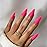 KQueenest Matte Hot Neon Pink Press on Nails Medium Almond Stiletto Gel Fake Nails Glue on Medium Pure Color Acrylic Nails Press ons Feature Protective UV Coating in 24PCS