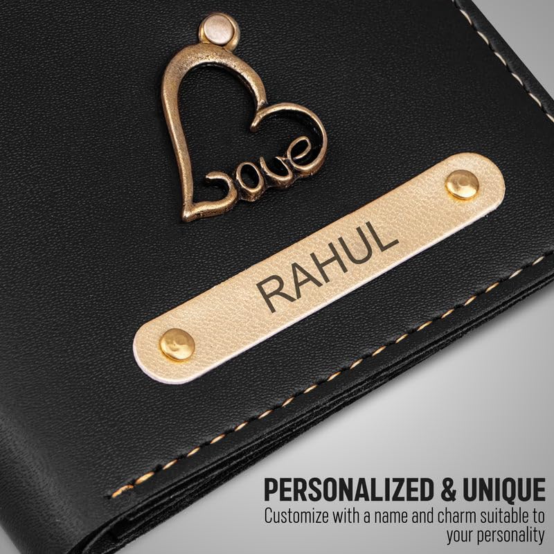 Image of Personalized Name & Charm Leather Mens Wallet Gift Hamper | Gifts for Men Husband Boyfriend Staff Employees Clients Colleagues Friend (Combo 6)