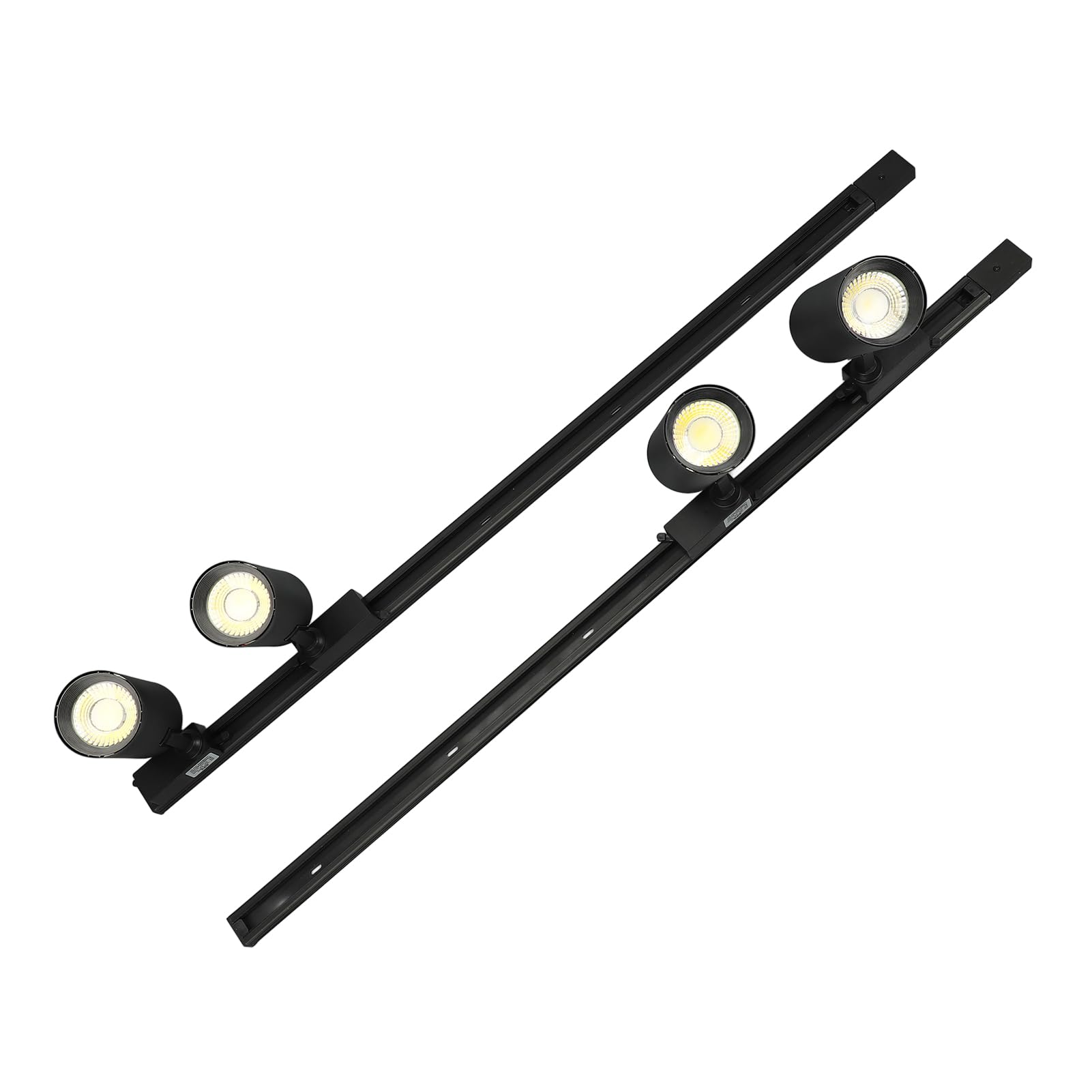 Foco LED sobre Carril, Kit de 4 Focos, Negro Mate, IP42 Resistente Al Agua, Fácil Instalación, Amplio Ángulo de Iluminación, Ideal para Showrooms, Exposiciones, Luz Blanca 6000K