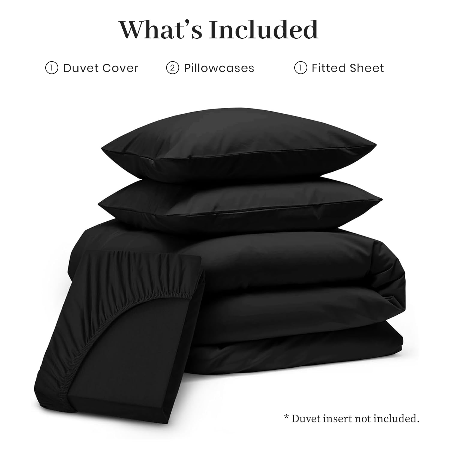 Oxford Homeware King Size Duvet Cover Sets Black Brushed Microfiber 4 Piece king size Bedding Set including Fitted Sheet and Pillow cases Soft Breathable Duvet Cover Sets - Image 3