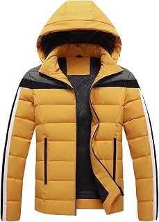 JIUZHEYANG Men's Hooded Jacket Hooded Puffer Jacket Short Warm Down Jacket Winter Bubble Coat Bomber Puffer Jacket with Hood