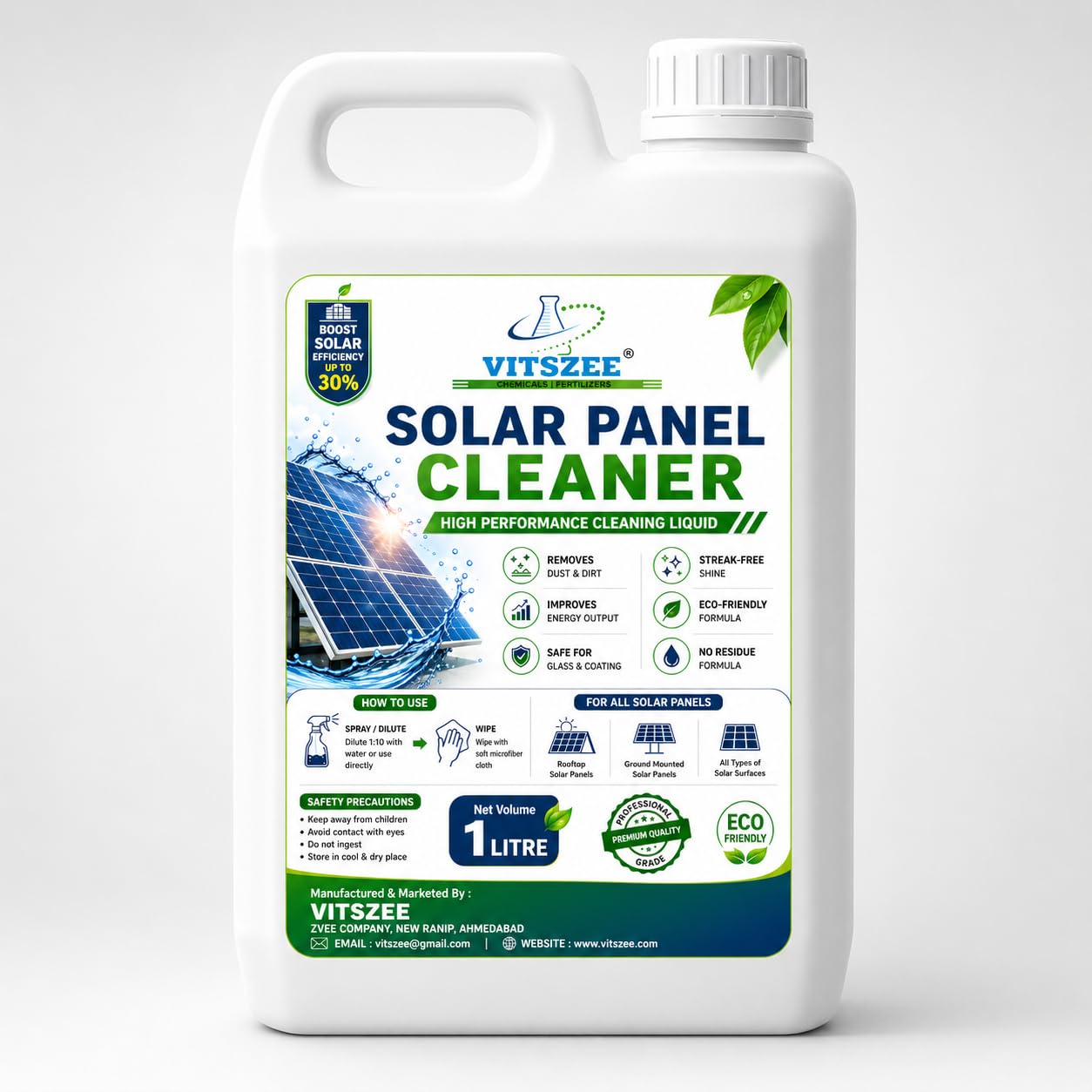 VITSZEE Solar Panel Cleaner 1L | Remove Stains,Cement Dust/Lime Dust/Hard Water Stains/Coal Dust/Carbon Dust/Oil & Grease/Bird Poop-picture-28