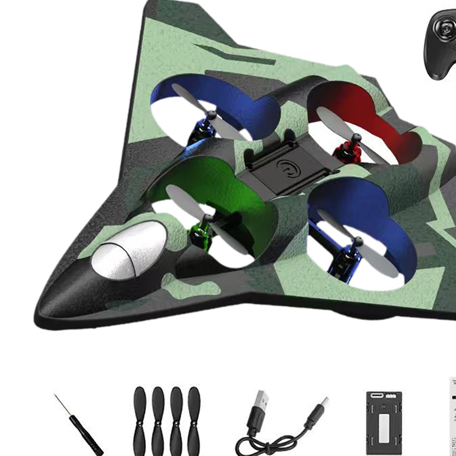 Avión Teledirigido con Función de aéreas Planeador RC de Fija Modelo de Recargable y Resistente de Espuma EVA, Batería única Verde