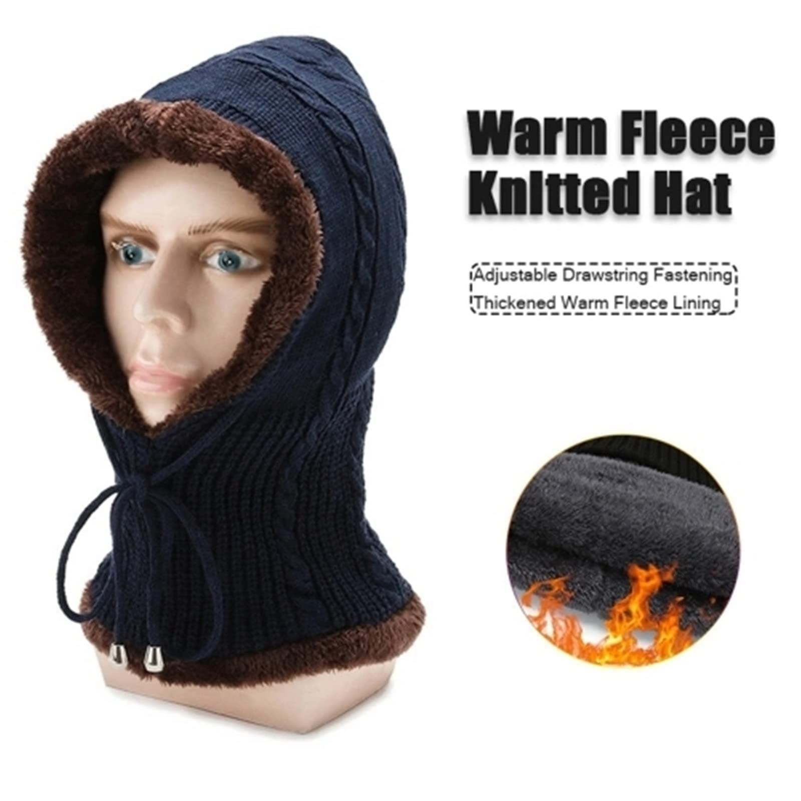 Gorros de Invierno Hombres Mujeres Invierno Cálido Gorro De Punto A Prueba De Viento Cordón para Esquí, Senderismo