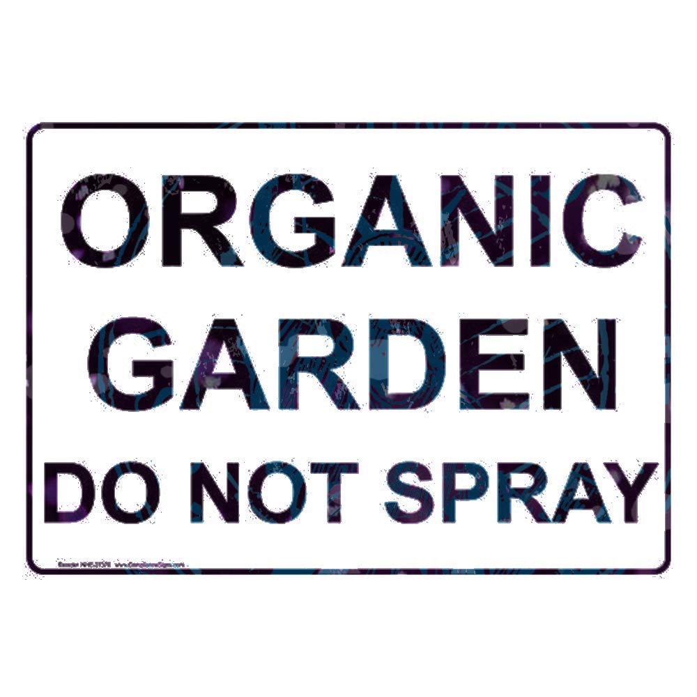 Metal Tin Organic Garden Chemical Ban Sign, No Pesticide Spray Allowed Farm Wall Plaque Pub Garage Decor, 12x8 Inches