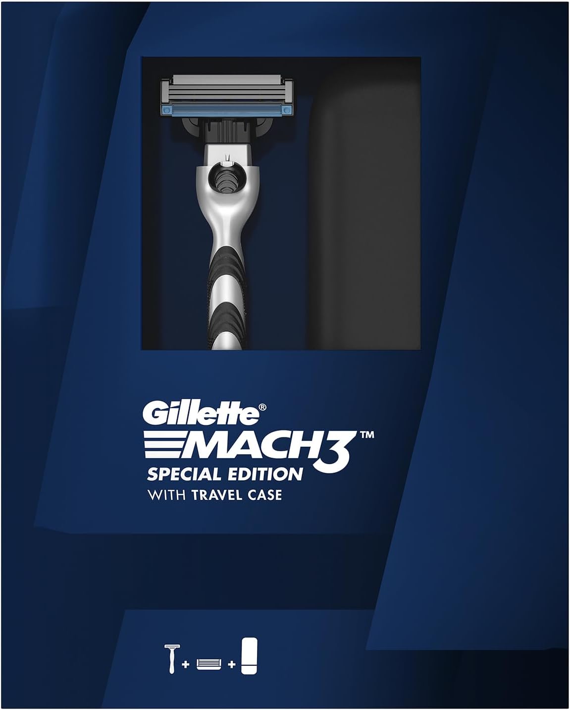 Gillette Mach 3 3In 1 Gift Pack |Premium Gift For Men | Gift For Travel | Mens Grooming Kit With Mach3 Razor, Travel Cap, Cartridge | Gift For Men, Husband, Boyfriend