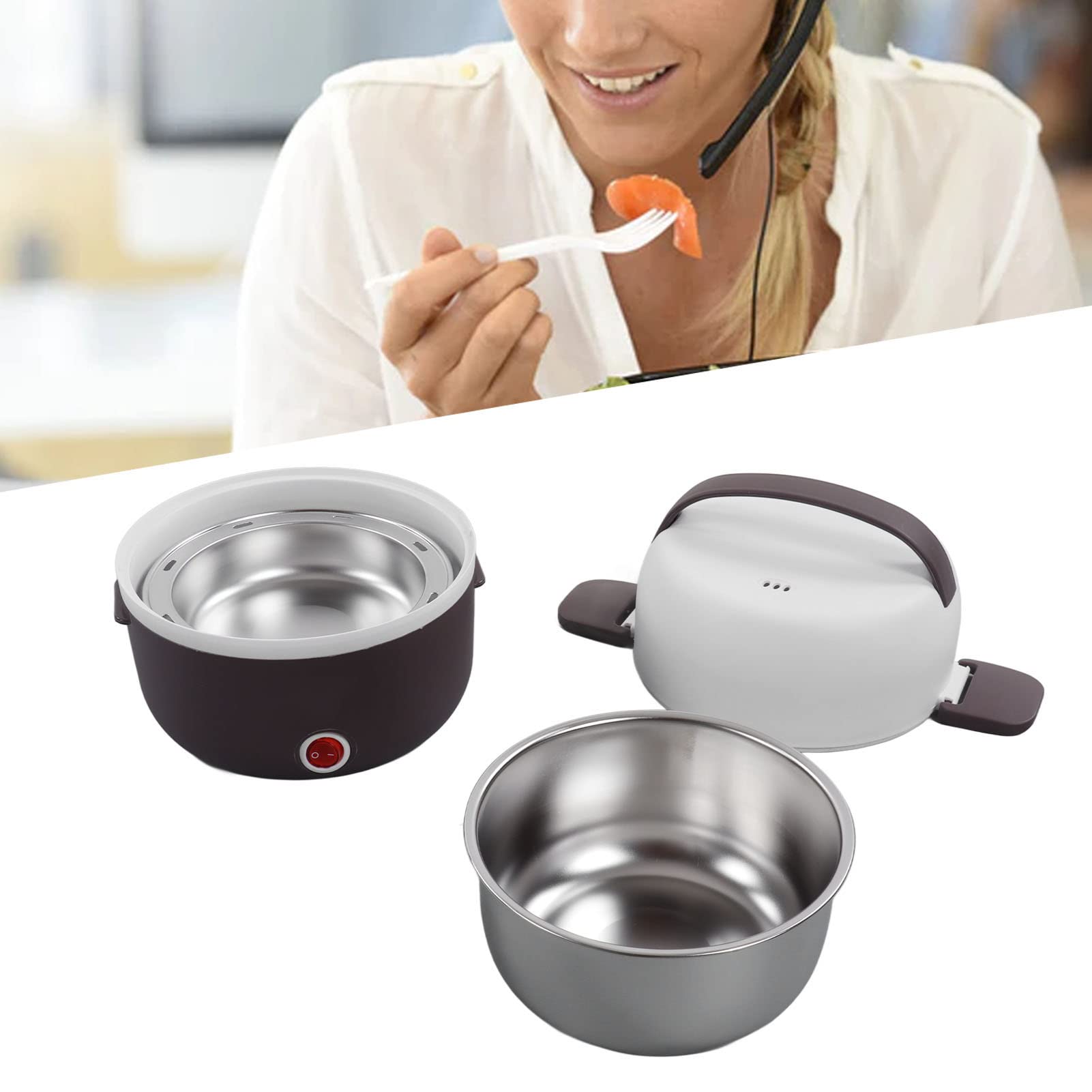 2-laagse 300W draagbare elektrische lunchbox voedselverwarmer voor onderweg zelf koken verwarmde lunchbox voor thuis en