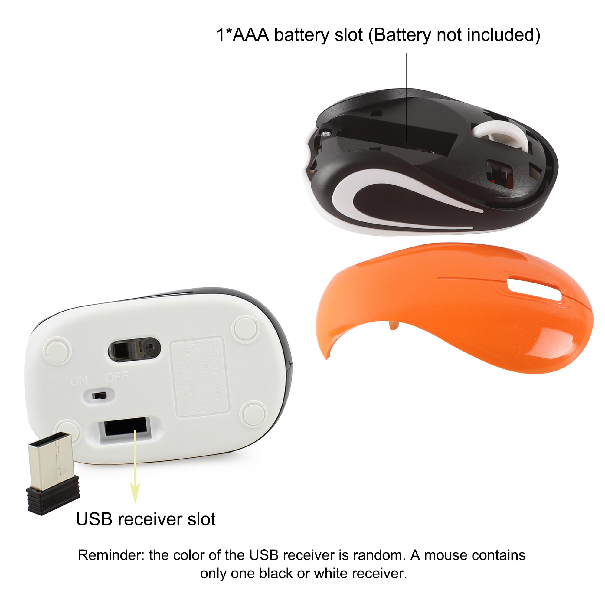 Bezprzewodowa myszka urocza mini mysz komputerowa, mały rozmiar, kieszonkowa, przenośna, kompaktowa, podróżna, optyczna mysz USB, 3 przyciski, 1000 DPI do laptopa, komputera, notebooka, MacBooka