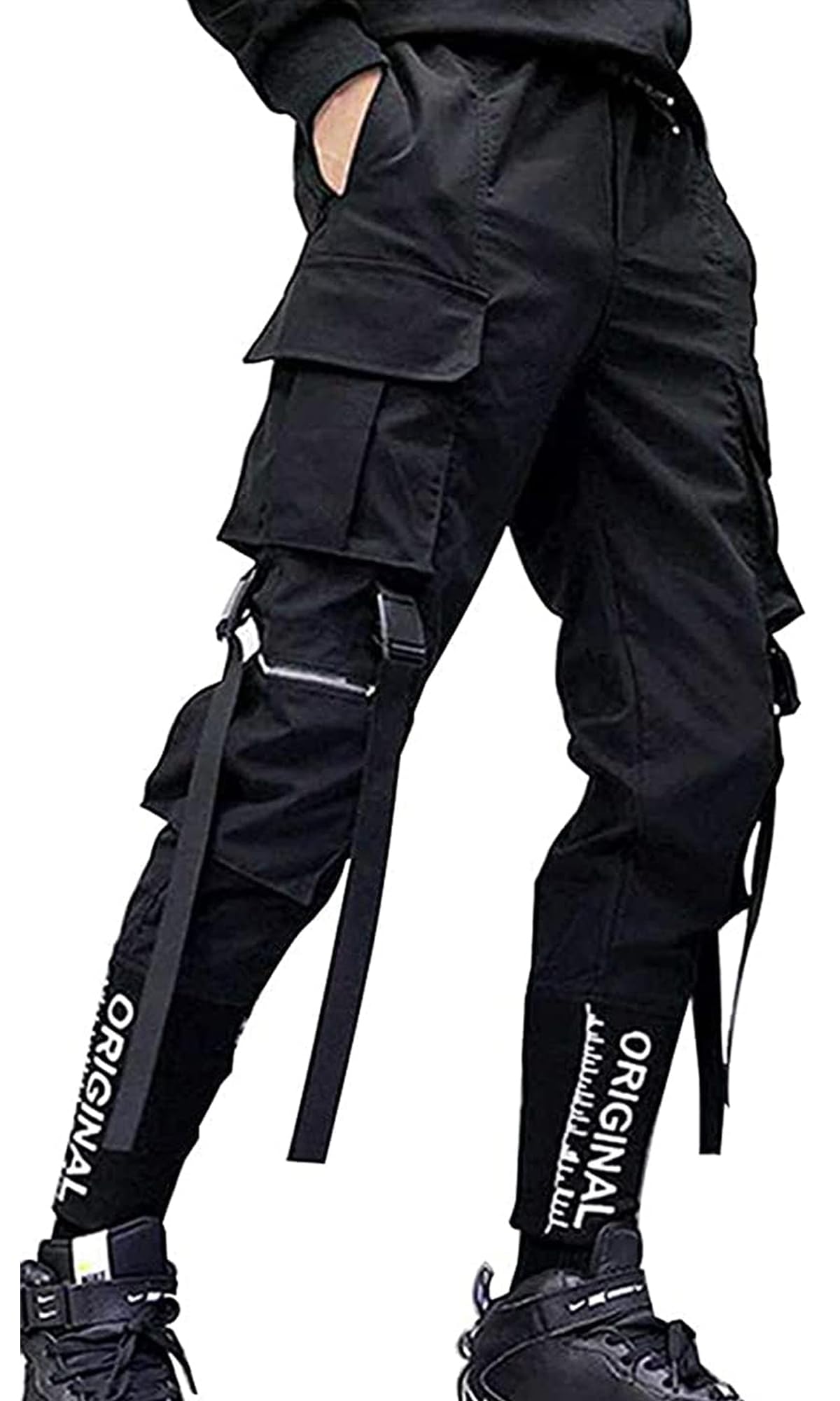Ambcol Men's Joggers Punk Cargo Baggy Techwear Hip Hop Harem Streetwear Tactical Track Pants