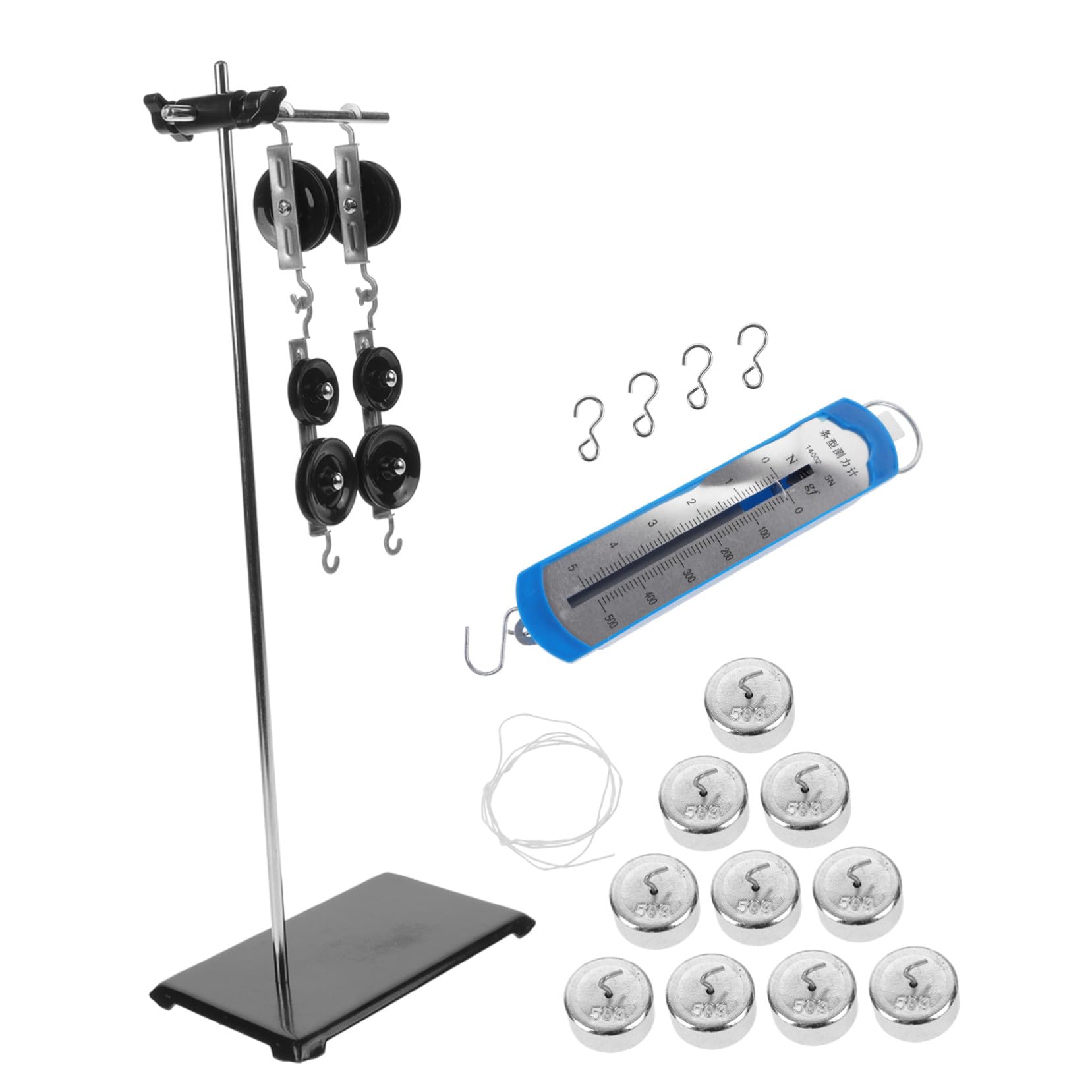 STOBAZA Set de Poulies Expérimentales avec Support Réglable Kit Outils Pédagogiques pour Physique Équipement de Laboratoire pour Apprentissage Scientifique