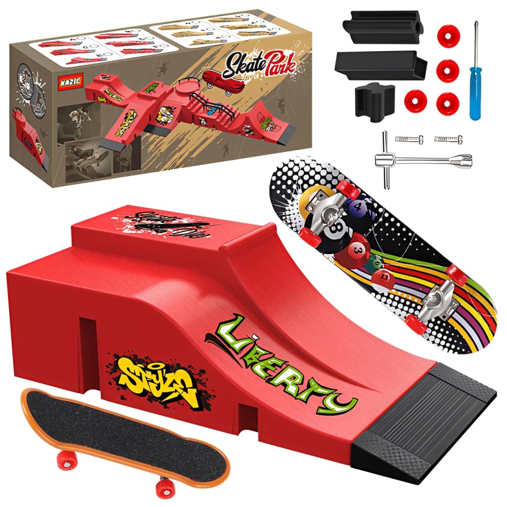 QWEPU Finger Skateboard Ramp Set,Mini Finger Skateboards,(People from 14 years old)