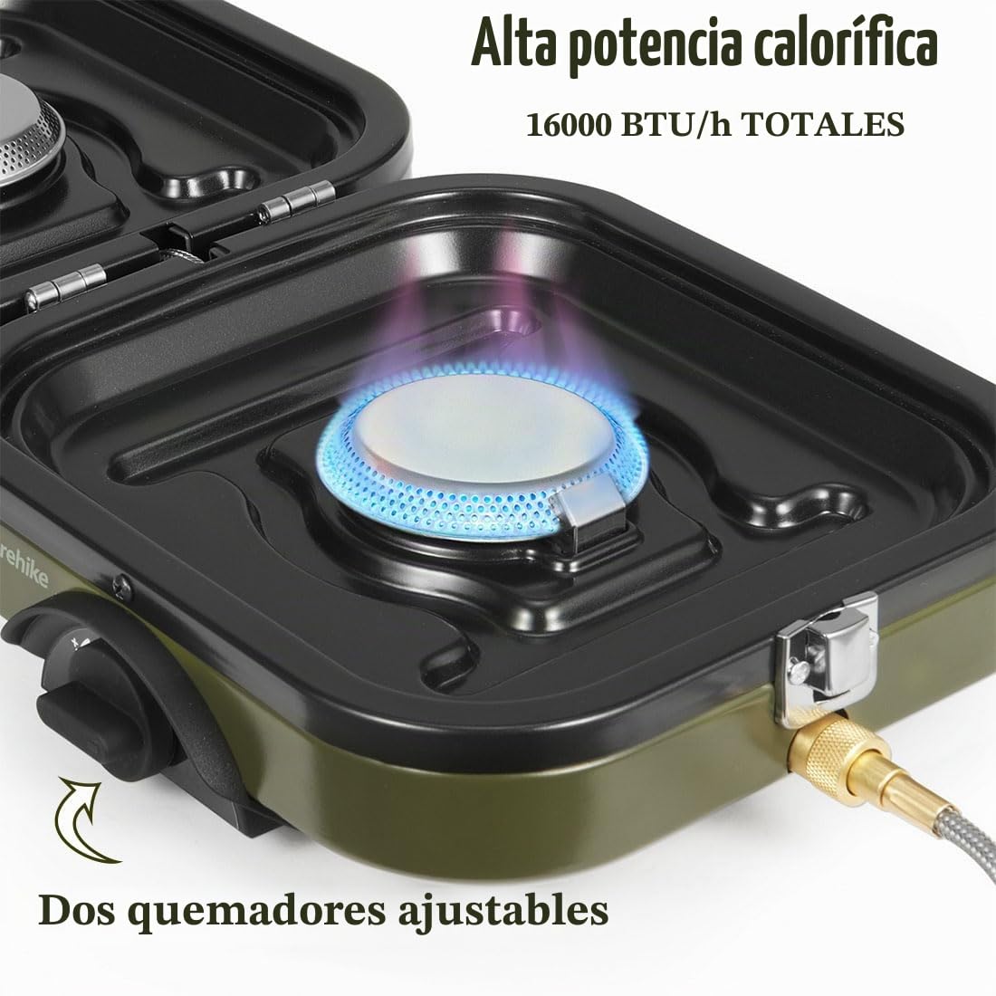 Naturehike - Estufa de camping de gas 2 en 1, sartén, estufa con quemadores ajustables, 88.5 onzas, asa de transporte, portátil, sartén de hierro, perfecta para acampar y senderismo, estufa de cocina