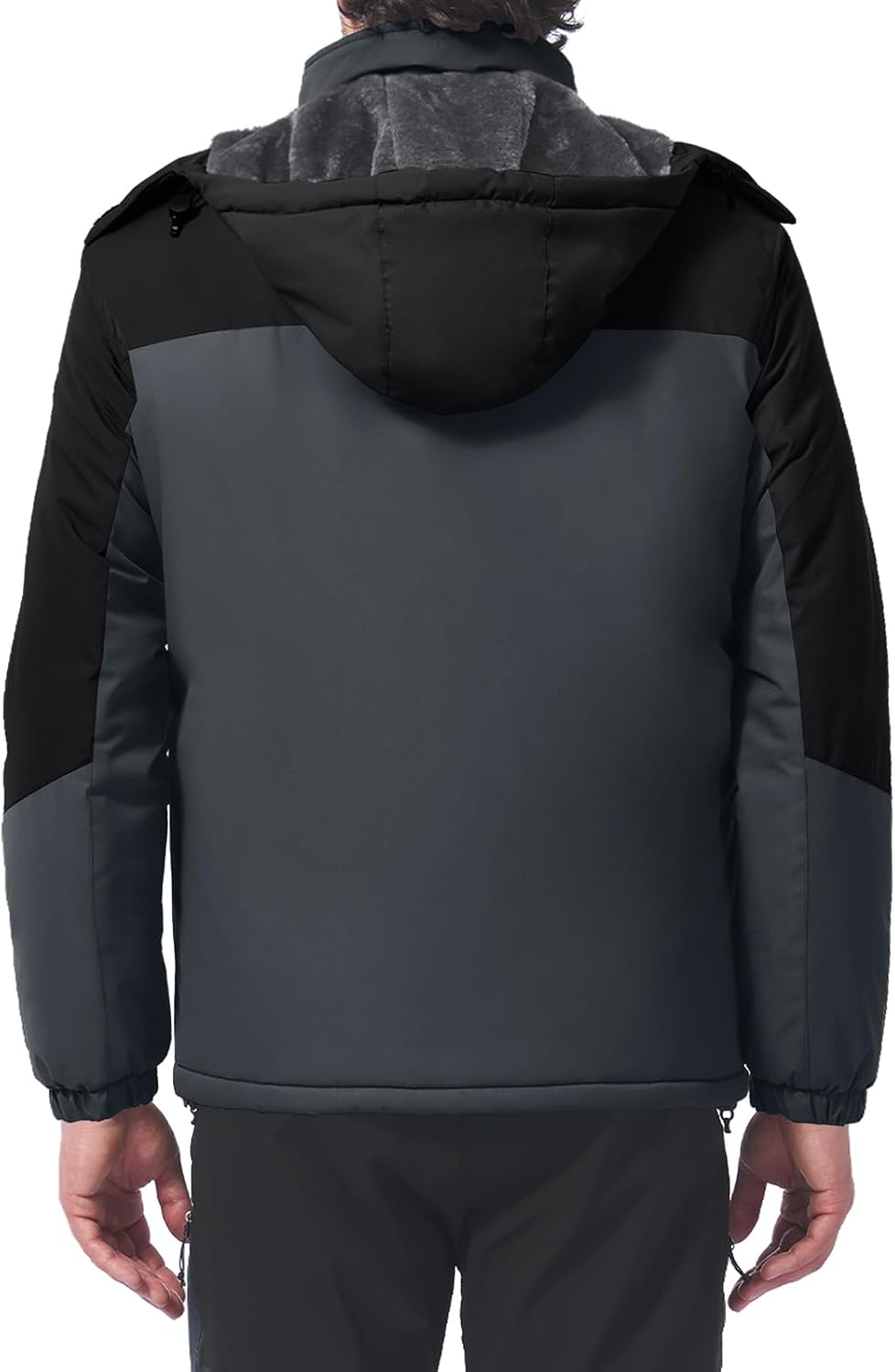 men's waterproof ski jacket side pockets and hood detail