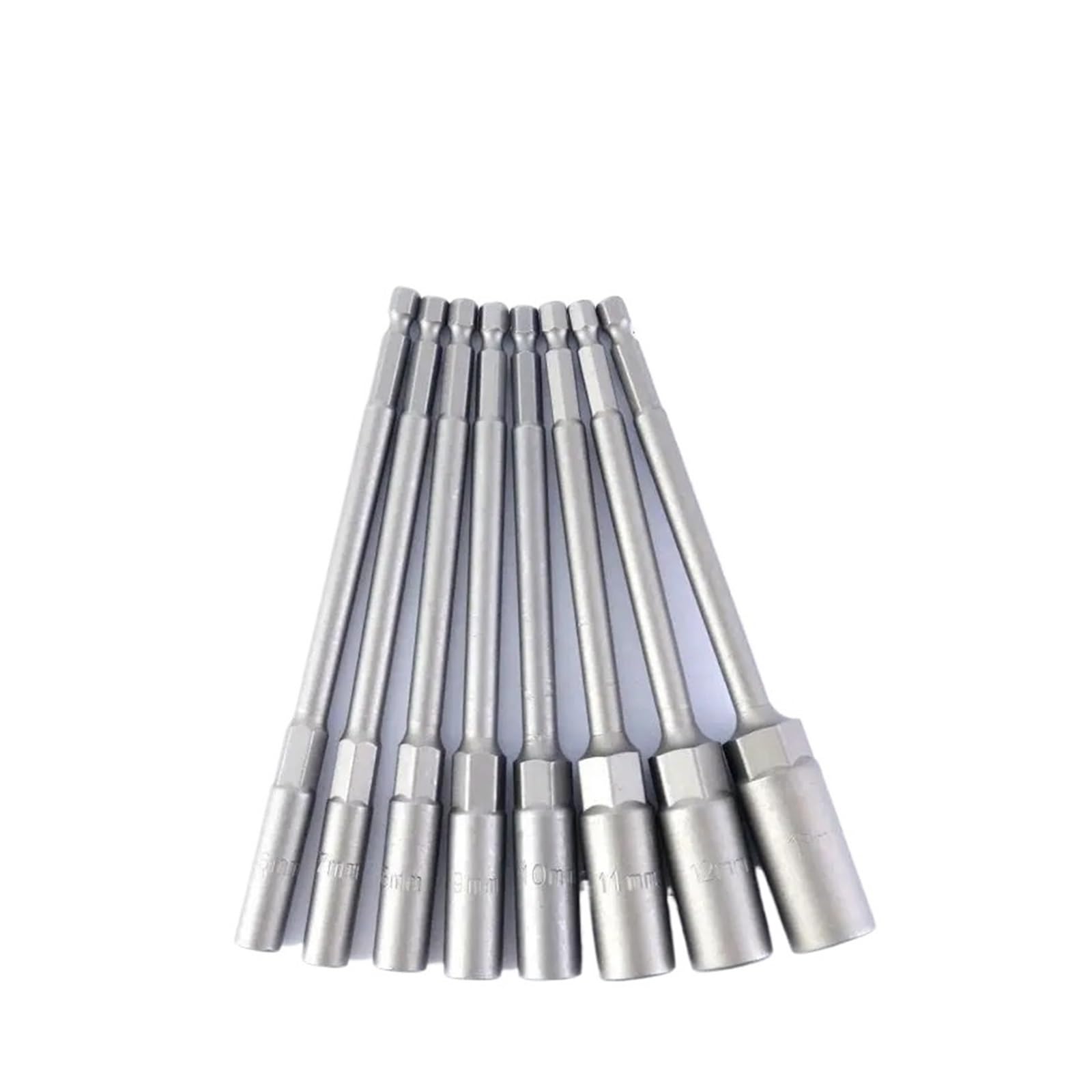 Xchiaueo 8Pcs 1/4Inch Hex Socket Set With 150Mm Length Nut Driver Drill Bit 5.5-19Mm Impact Adapter For Power Tools