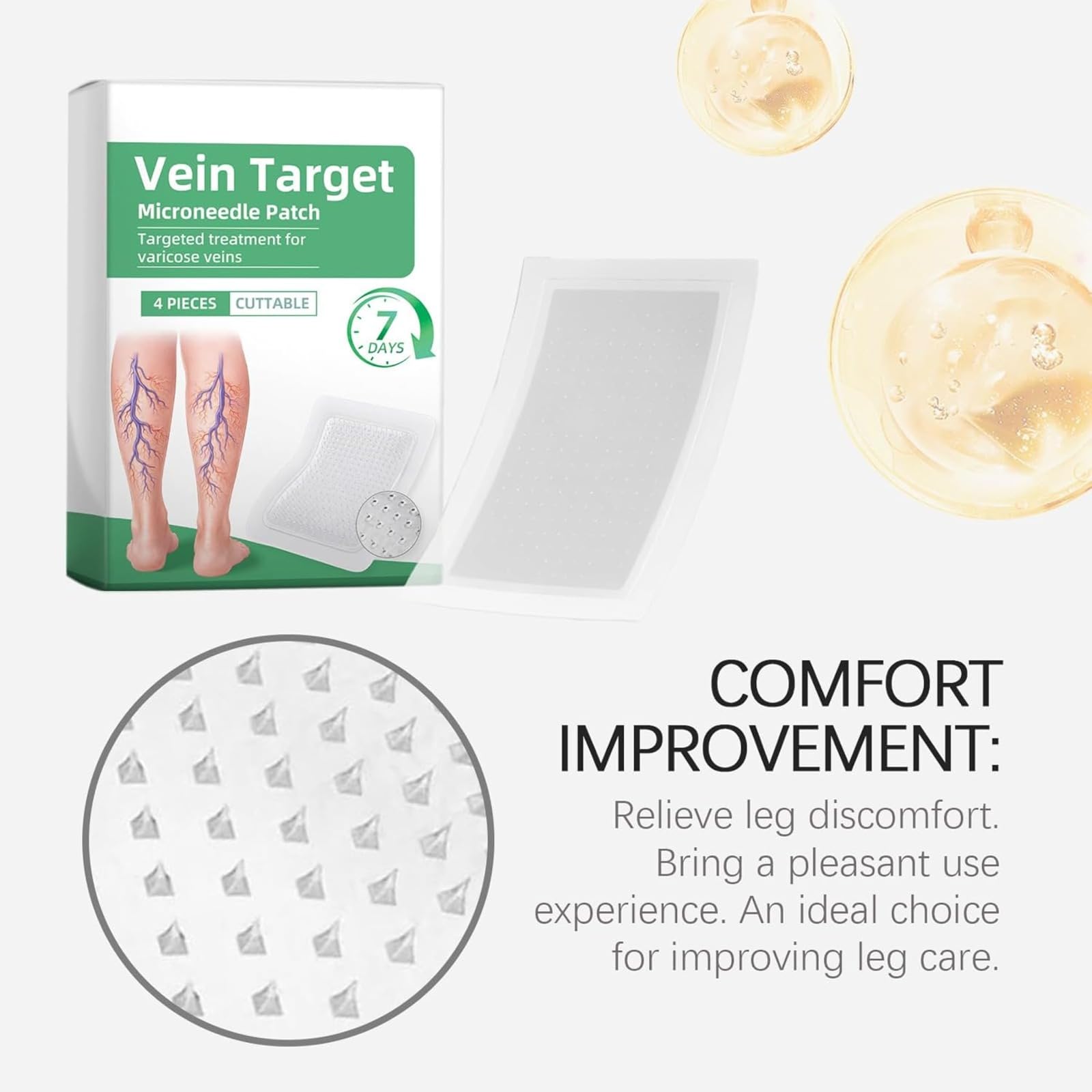 Healrize VeinTarget Microneedle Patch - Instant Relief, Beruhigende Entlastung für Beine, Waden (4 Stück)