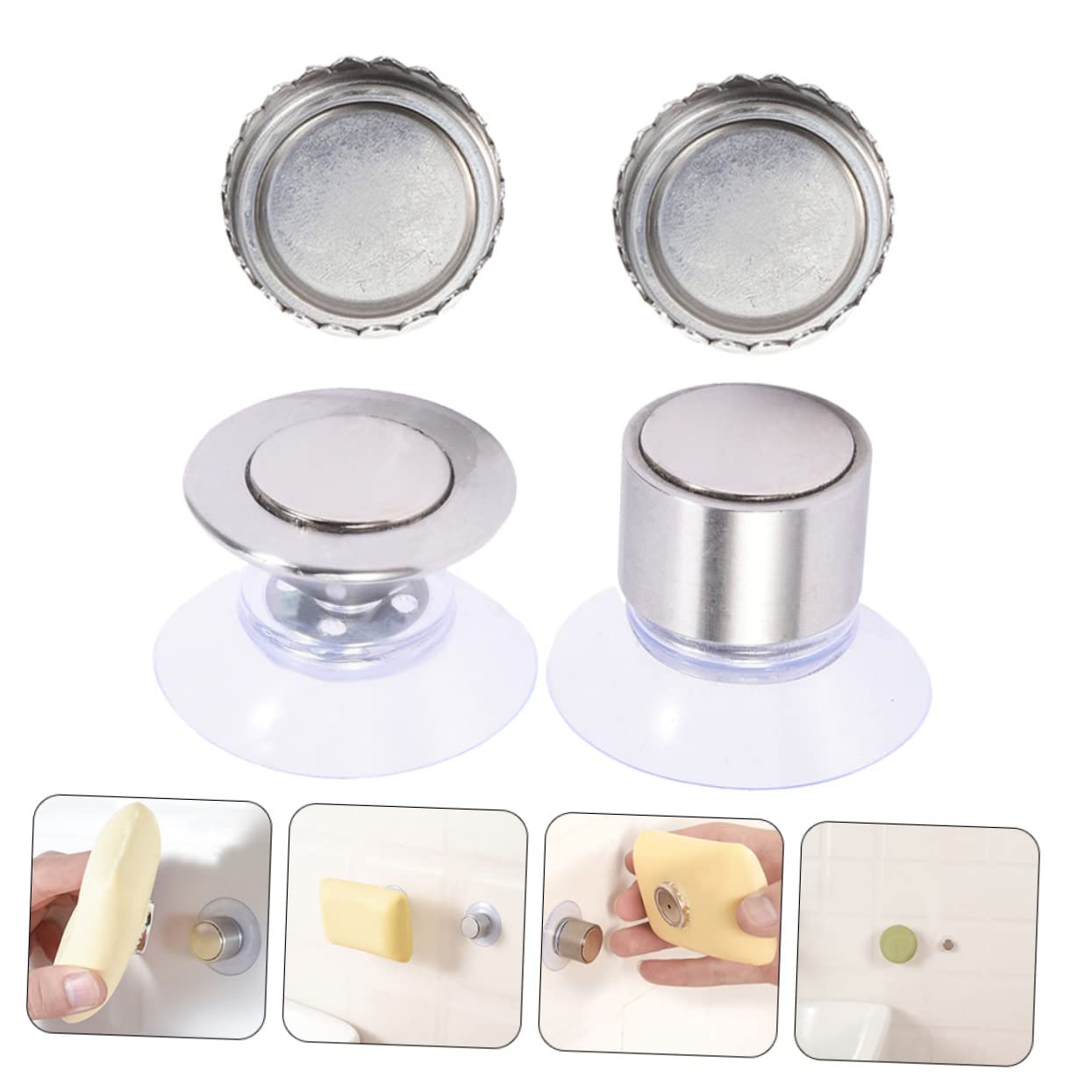 Cabilock 6sets Portasapone Magnetico Da Bagno Con Ventosa Di Accessori Per Doccia e Cucina Design Elegante e Funzione Di Asciugatura Naturale Per Sapone Facile Da Installare Su Superfici
