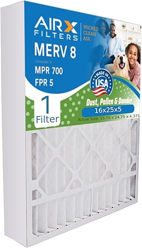 AIRX FILTERS WICKED CLEAN AIR. Filtro de aire 16x25x4 MERV 8 compatible con Honeywell FC100A1029 EXPXXFIL0016 Filtro de horno 1 filtro individual