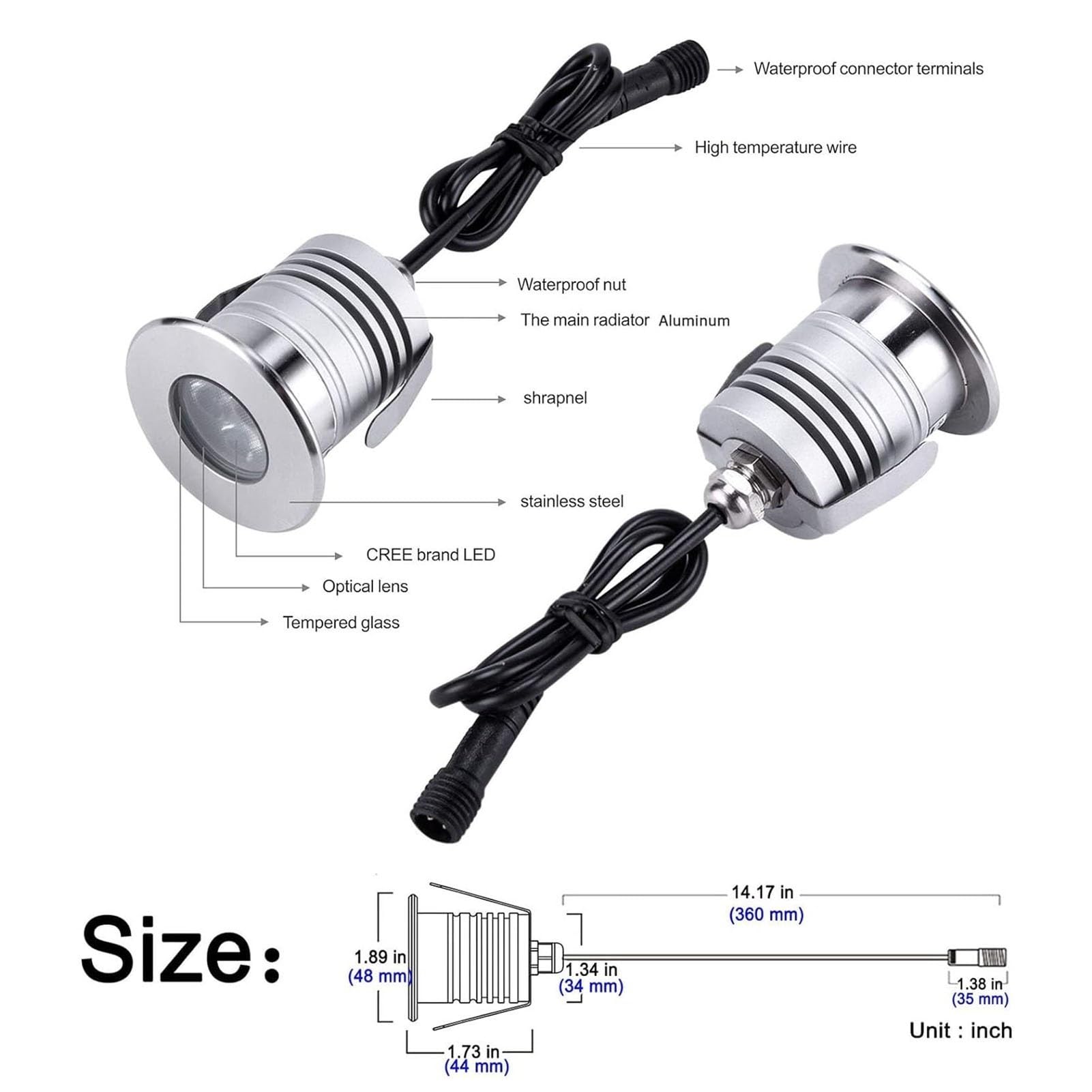 3W Faretto Subacquei - Faretti Piscina, Faretto Subacqueo Incasso, Mini Faretto Per Fontana DC 12V-24V, Luci Paesaggistiche Da Esterno A LED Impermeabile IP68, Per Fontane E Piscine Interrate(Cool whi